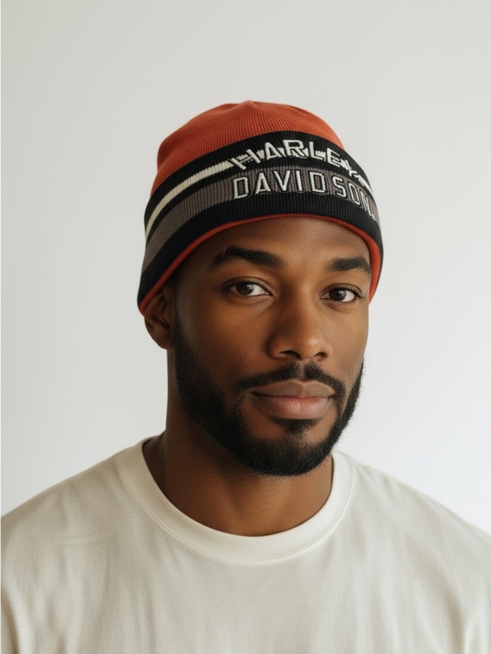 Harley-Davidson Orange, Black, and Gray Knit Beanie OS